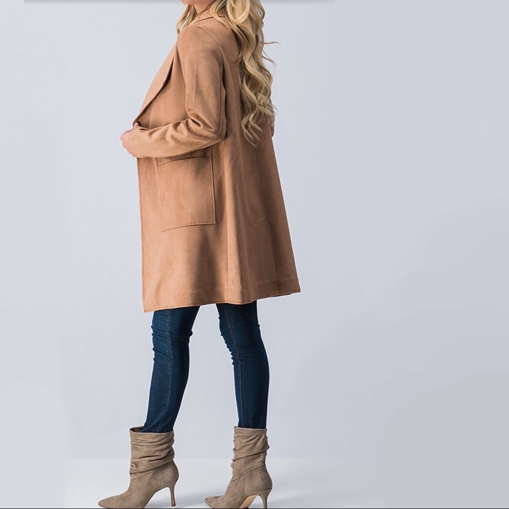 LAST ONE!  Vegan Suede Camel Coat Cosmopolitan - Picture 4 of 4